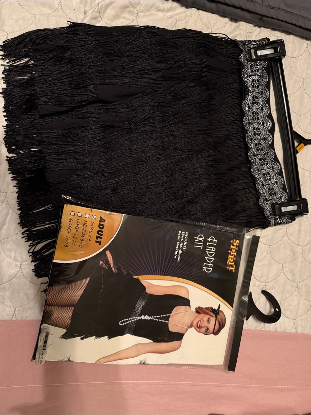 Spirit Black Fringe Mini Skirt with Silver Beaded Waistband
